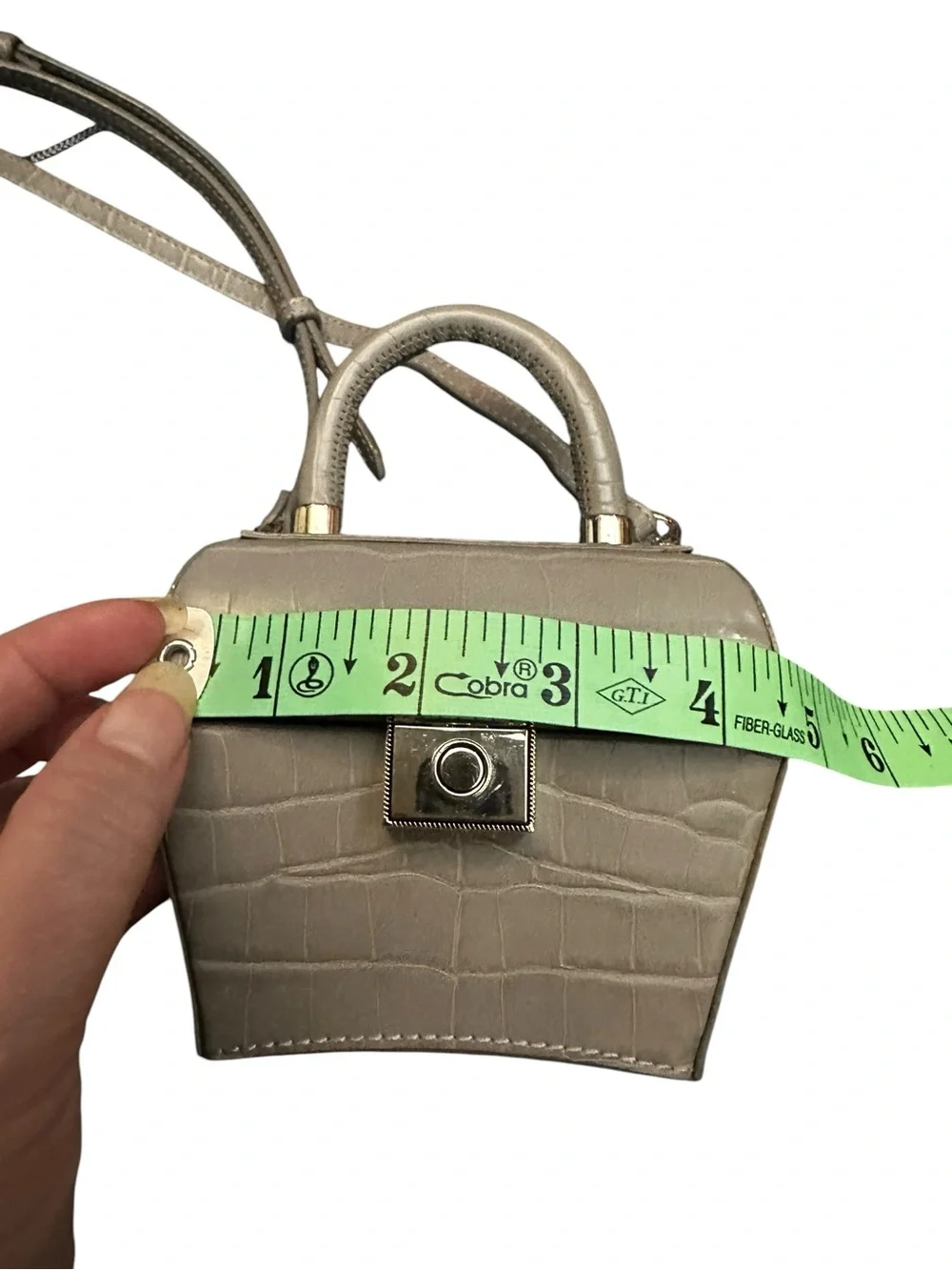 Charles & Keith Sculptural croc embossed Mini Crossbody Bag Gray Rare